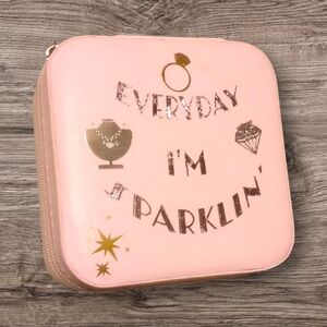 Jewelry Travel Case Pink Metallic Foil Faux Leather